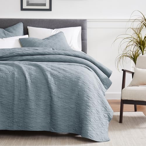 Palassio Blue Cotton Quilt Twin Set with Pillow Sham