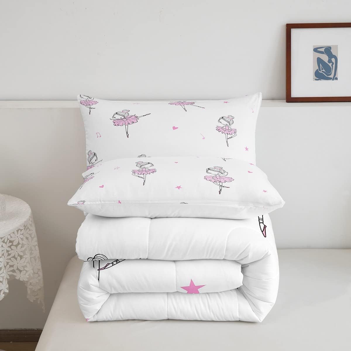 Erosebridal Kawaii Ballet Comforter Set 3pcs