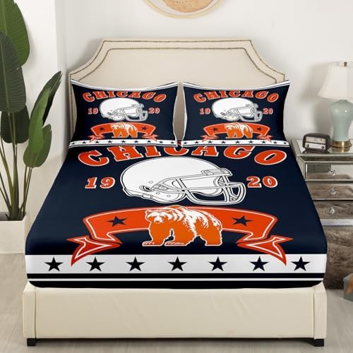Erosebridal Kids Football King Sheet Set with Bear Pattern