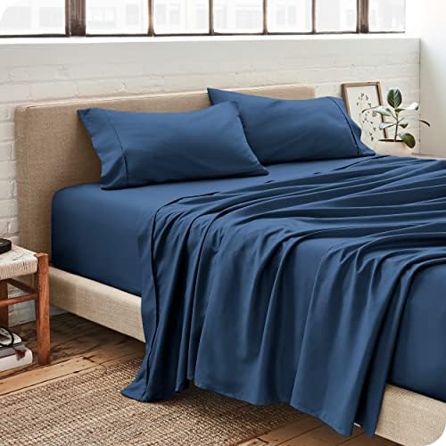 Bare Home Microfiber Sheet Set with Comforter Set King Dark Blue