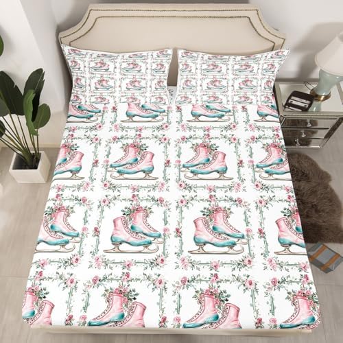Manfei Ice Skates Fitted Sheet Set Twin Size 1
