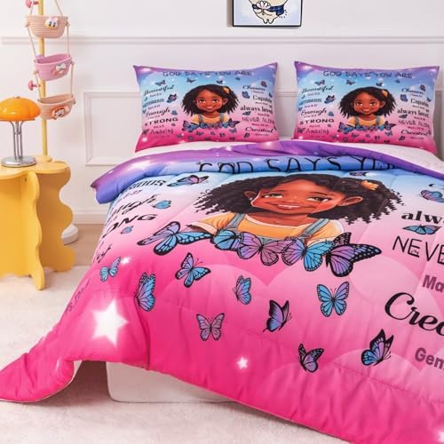 Black Girl Comforter Set Queen Size for Kids