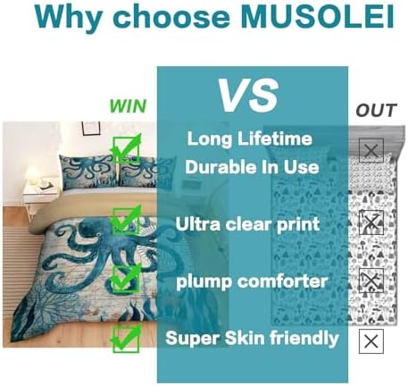 MUSOLEI Ocean Themed Comforter Set Queen Size