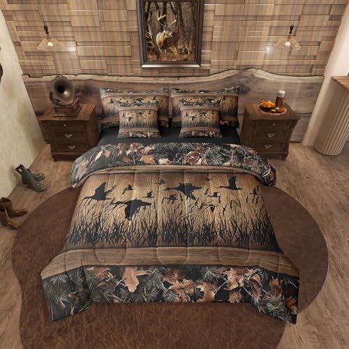 Erosebridal 7 Piece Camo Mallard Duck Comforter Set for Kids Adults