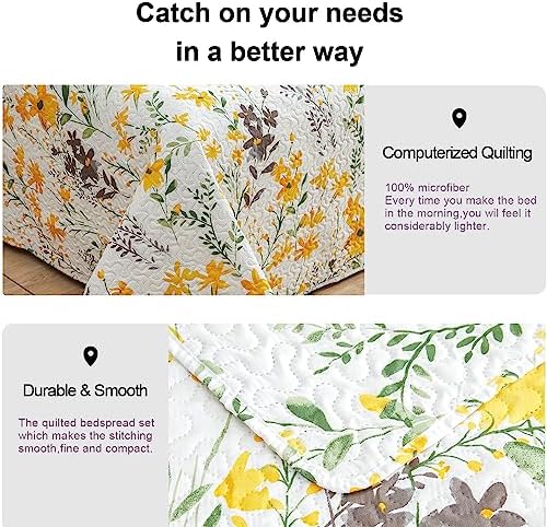 Ycosy King Size Floral Quilt Set Reversible