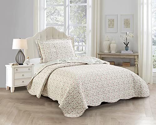 Brilliant Sunshine Grey Cupid and Pink Rose Quilt Set