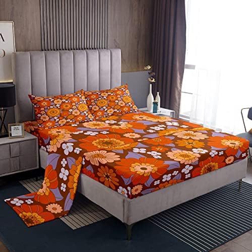 Erosebridal 70s Groovy Boho King Bed Sheet Set