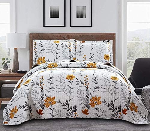 ARL HOME Floral Quilt Bedspread Set Queen Size