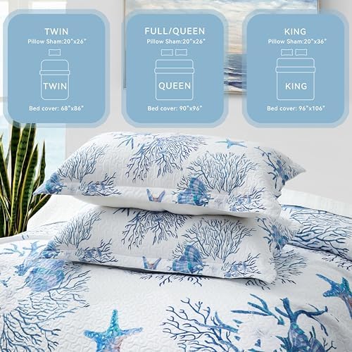 Weesire Coastal King Quilt Set with 2 Shams