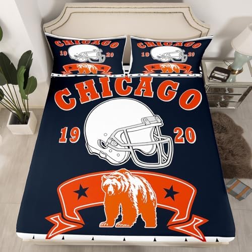 Erosebridal Kids Football King Sheet Set with Bear Pattern