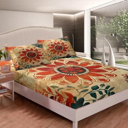 Erosebridal Bohemian Groovy King Size Sheet Set