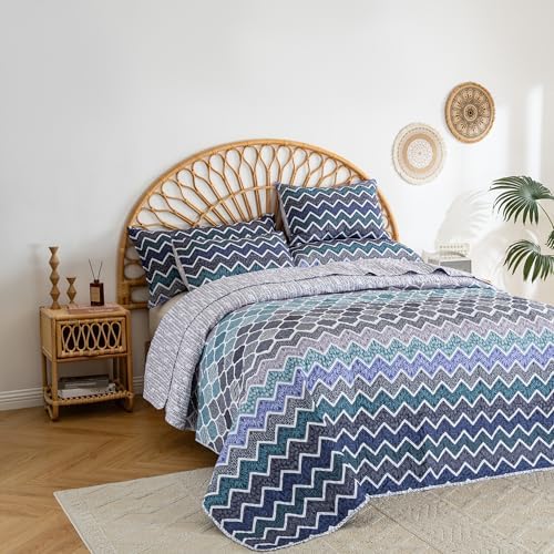 LIRISDOM Bohemian Quilt Set Queen 3 Piece Paisley Bedspread Set