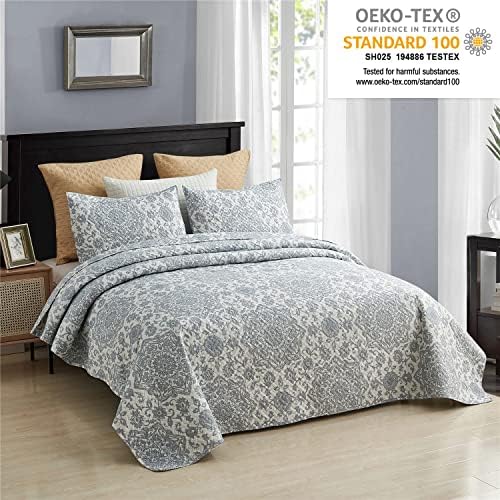 MERRY HOME Queen Quilt Set 3-Piece Reversible Bedding