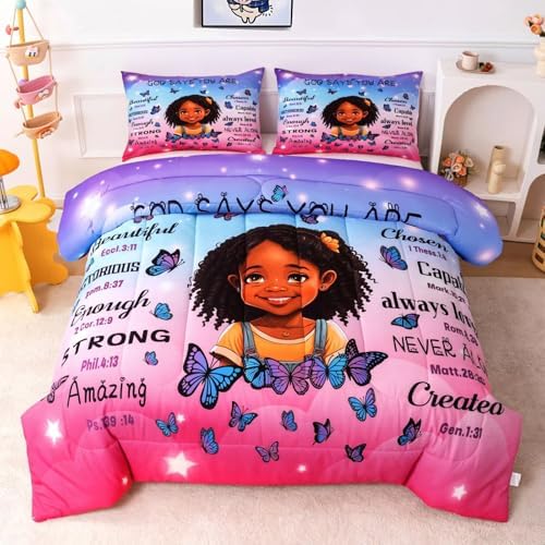 Black Girl Comforter Set Queen Size for Kids