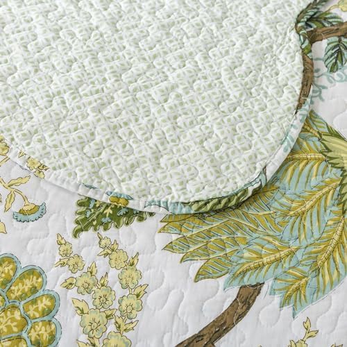 NEWLAKE Reversible Cotton Quilt Set - Floral Vine Pattern King Size