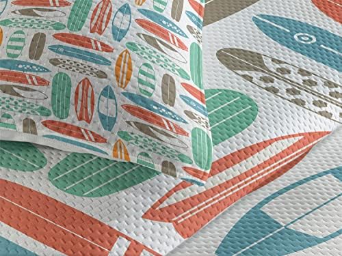 Ambesonne Retro Coral Orange 2-Piece Bedspread Set