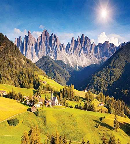 Ambesonne Mountain Duvet Cover Set with Village View 1