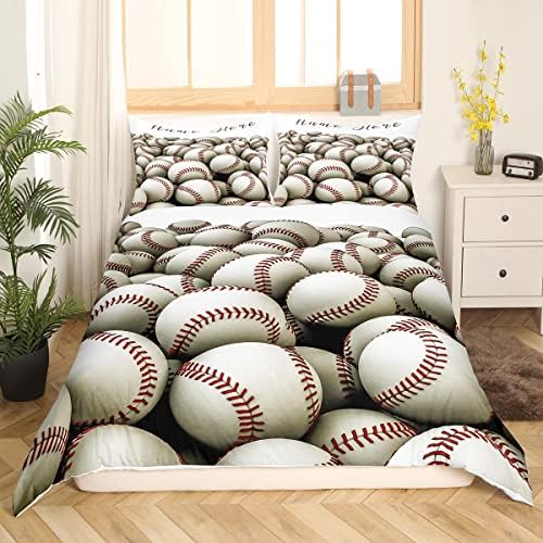 Personalized 3D Baseballs Duvet Set Twin Size