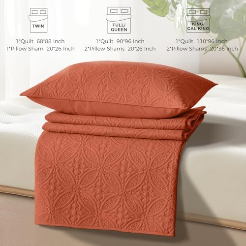 WURUIBO Quilt Set - Burnt Orange Microfiber