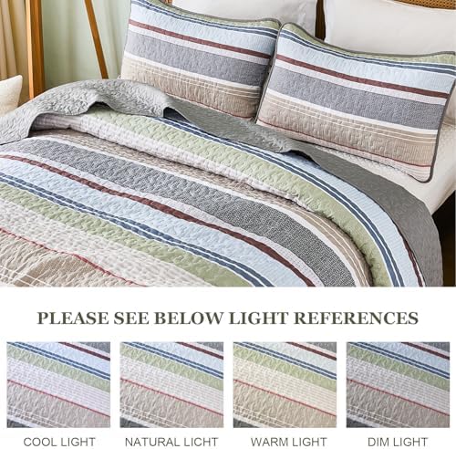Dintszyayue King Size Quilt Set Sage Grey 3 Pieces 1