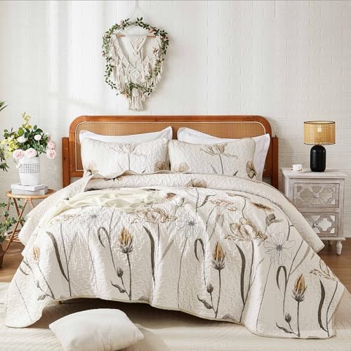 WONGS BEDDING Floral King Quilt Set 3 Piece