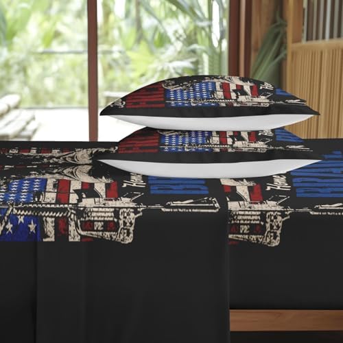Pamnest King Size Bed Sheet Set with American Flag Design 1