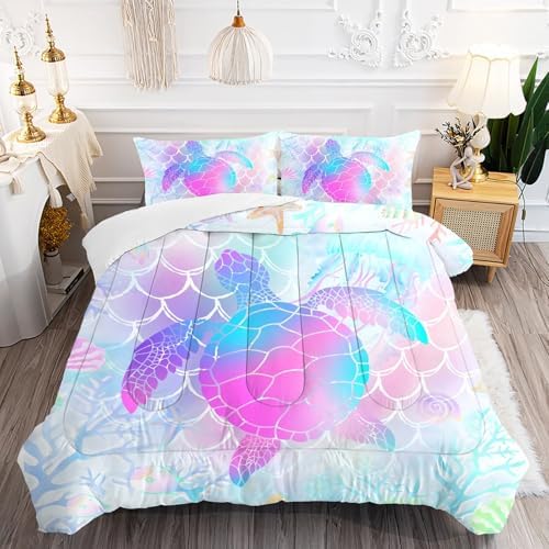 FUYEUN Mermaid Comforter Set for Girls Kids Teens and Women