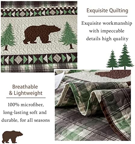 CHESITY Queen Size 3Pcs Quilt Set Farmhouse Decor