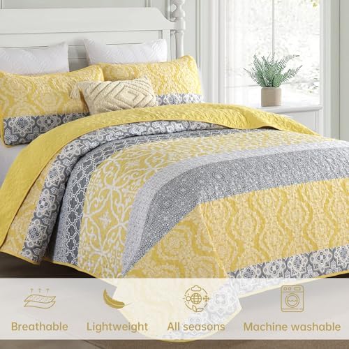 DJY Queen Size Boho Quilt Set with Pillowcases