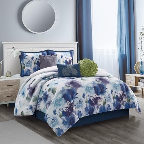 Grand Avenue Blue Purple Comforter Set 7 Piece