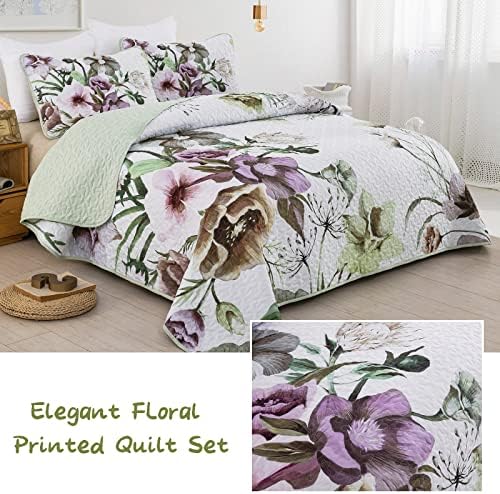 Drucon Floral Quilt Set 3 Piece King Size Boho