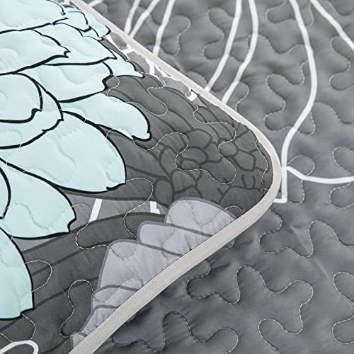 Anibedding Green Floral Queen Quilt Set - 3 Piece Boho Bedding