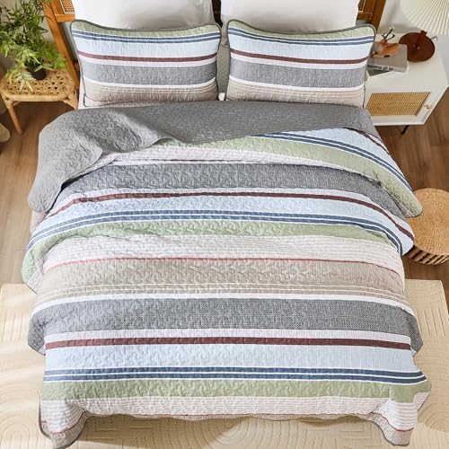 Dintszyayue King Size Quilt Set Sage Grey 3 Pieces 1