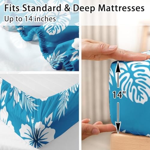 Pamnest King Size Microfiber Sheet Set with Hibiscus Pattern