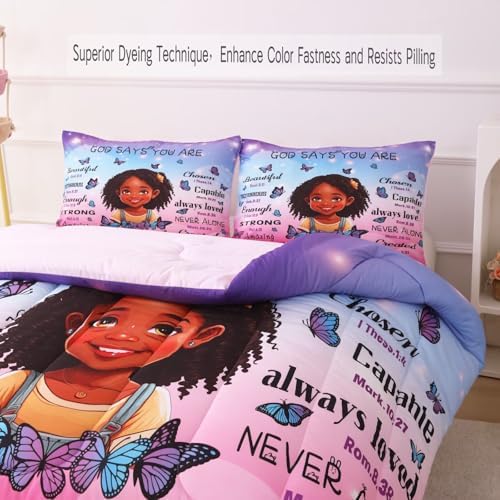 Black Girl Comforter Set Queen Size for Kids