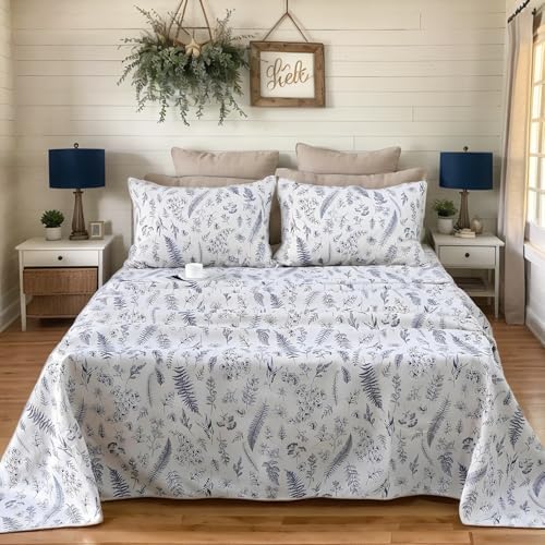 Usfivefam Floral Sheet Set King 4Pcs Soft Microfiber
