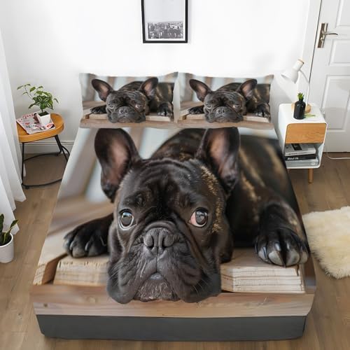 King Animal French Bulldog Fitted Sheet Set 4 Piece Extra Soft Microfiber