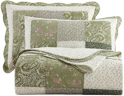vctops Farmhouse Green Quilt Set 3 Piece