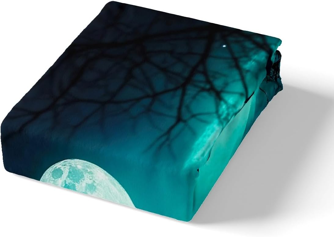 Feelyou Galaxy Moon Bed Sheet Set Queen Size
