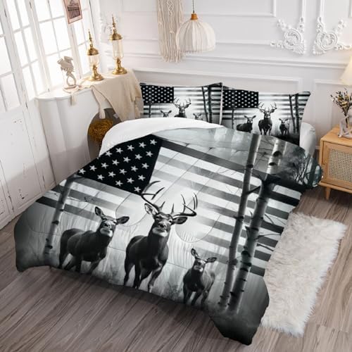 Kxry USA Flag Comforter Set King Size