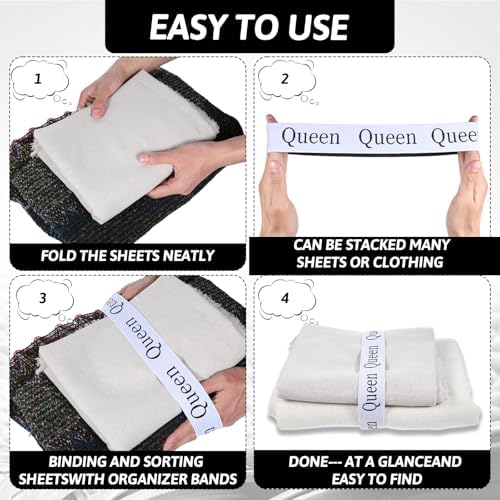 6 Pcs Bed Sheet Organizer Bands with Labels