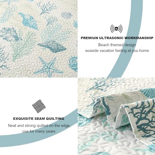 CHESITY 3-Piece Ocean Quilt Set Twin Size