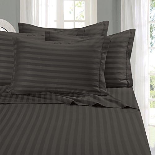 Elegant Comfort 4-Piece Damask Stripe Bed Sheet Set - Twin Grey