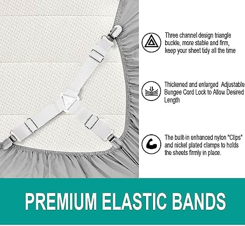 Heavy Duty Bed Sheet Holder Straps with Adjustable Clamps