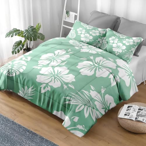 Hibiscus Surf Floral Comforter Set King Size 3 Pcs