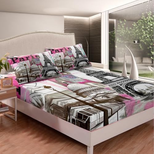 Manfei Eiffel Tower Kids Fitted Sheet Set