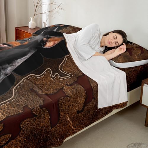 Homewish 3D Doberman King Size Bed Sheet Set