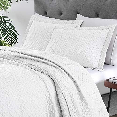 EXQ Home Quilt Set King Size White 3 Piece