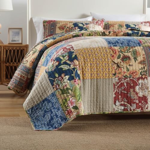 VISIMISI Cotton Patchwork Quilt Set 3 Pieces Reversible King Size
