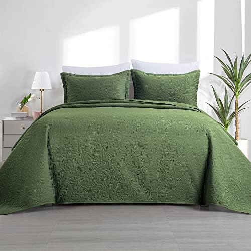 HOMBYS Alaska King 132x120 Bedspread Coverlet Set Olive Green
